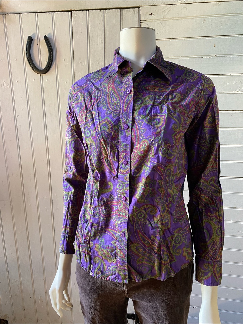Jones New York Purple Paisley Button-Down Shirt